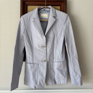 Blúe Stréak Cornflower Blue Leather Jacket